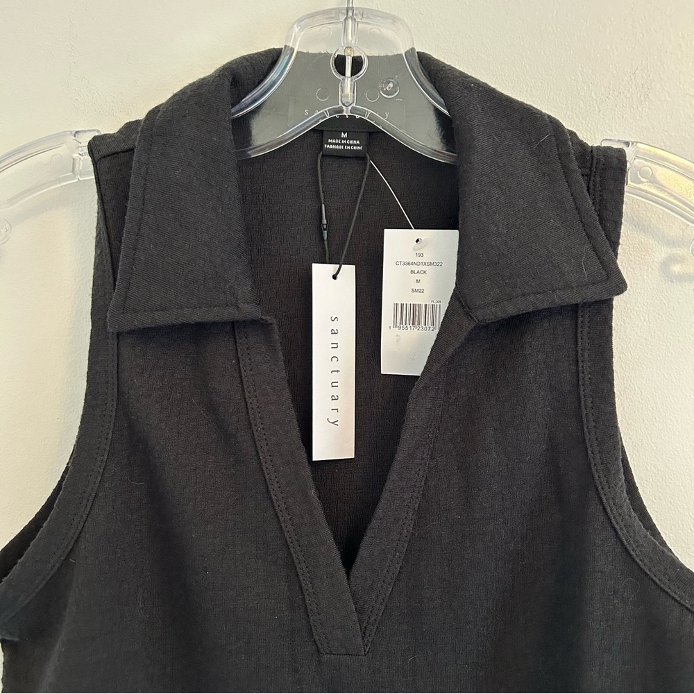 (SOLD) SANCTUARY NWT Black Cropped Collar Tank Top Size Medium - Picture 3 of 8
